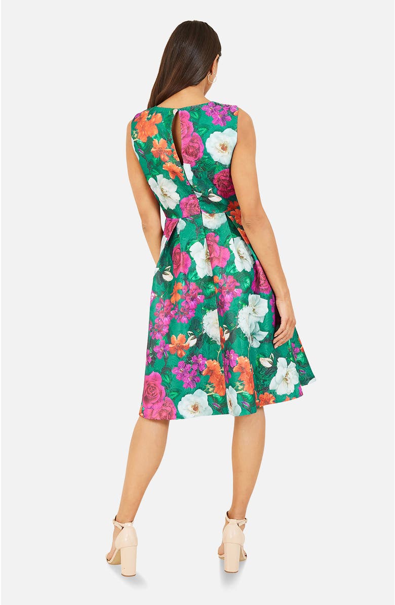 Yumi Floral Skater Dress, Alternate, color, Green
