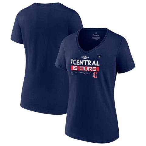 Women's Fanatics Branded Navy Cleveland Guardians 2022 AL Central Division Champions Locker Room V-Neck T-Shirt