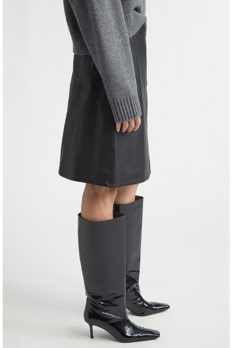 Gora Leather Wrap Skirt, Alternate, color, BLACK