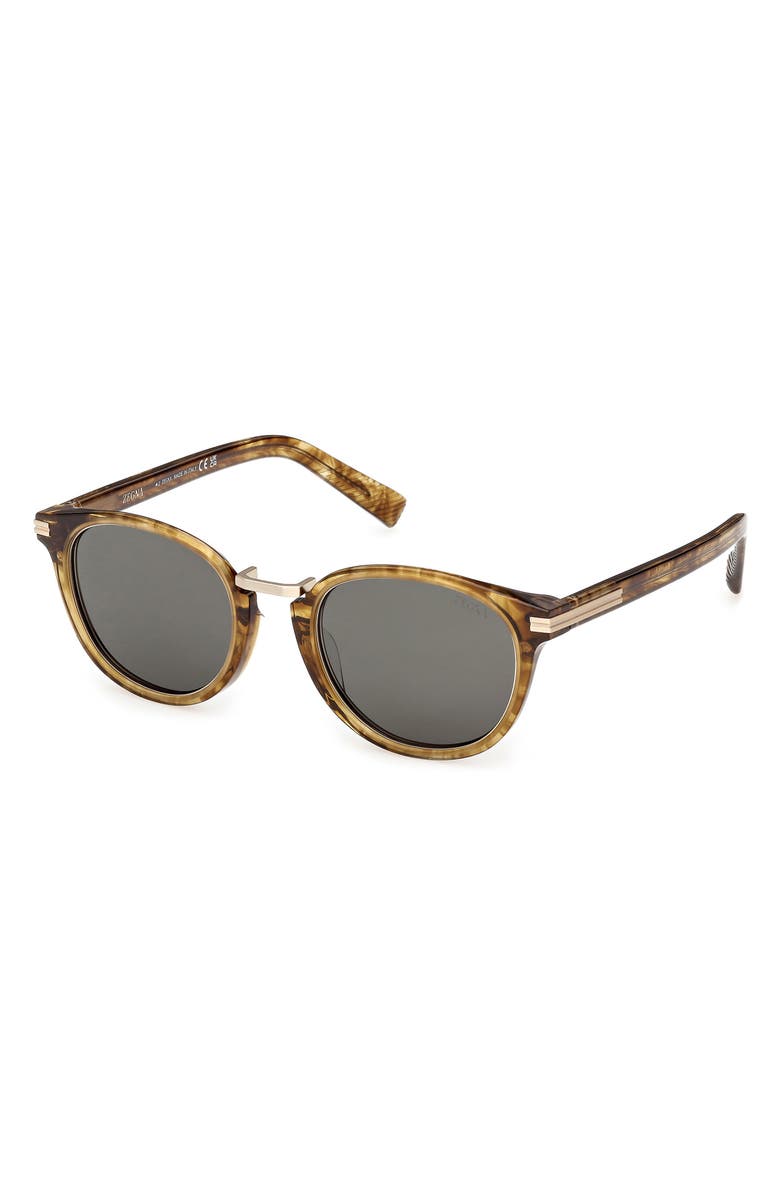 ZEGNA 51mm Round Sunglasses, Alternate, color, Shiny Transparent Brown