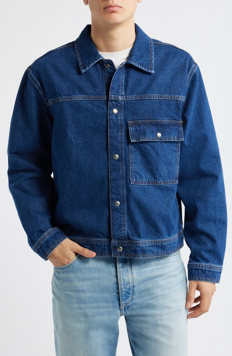 AllSaints Cast Denim Jacket, Alternate, color, Dark Indigo