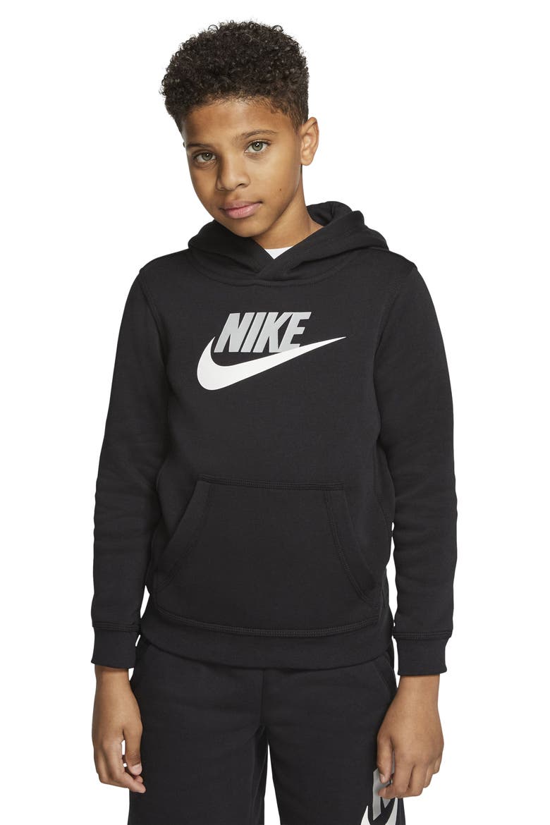Sportswear Club Fleece Hoodie, Alternate, color, BLACK/ LT SMOKE GREY