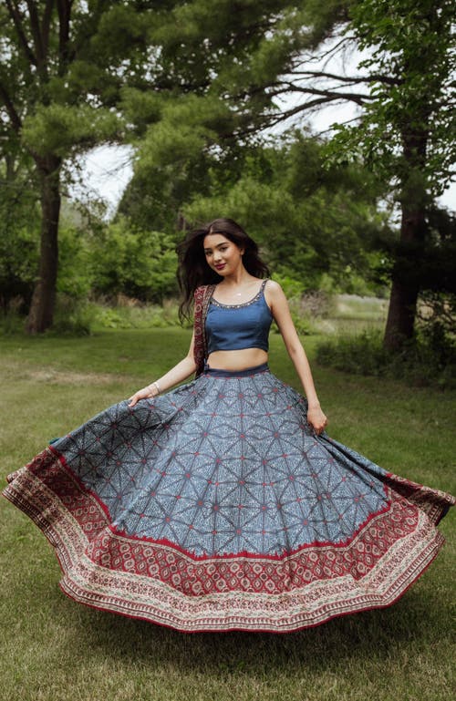 Raas Kanika Bandhani Print Lehenga Choli In Blue