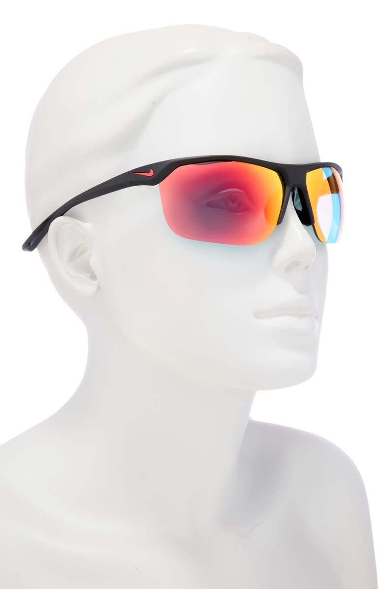 Nike Trainer R 67mm Oversize Sunglasses, Alternate, color, Matte Black W/ Grey Ml Red