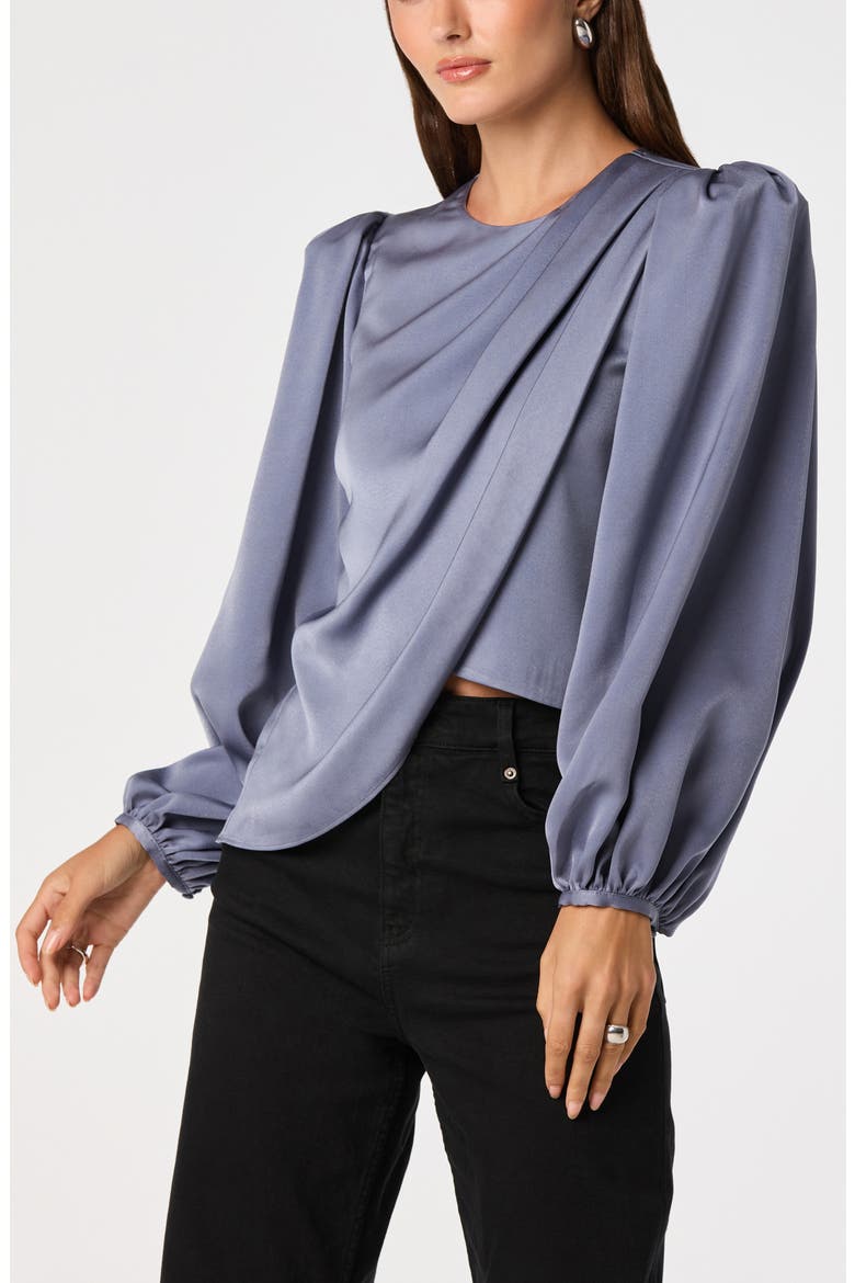 Beatrice Satin Drape Top, Alternate, color, SLATE BLUE