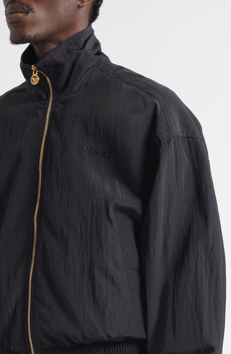 Versace Crushed Technical Blosuon Jacket, Alternate, color, Black