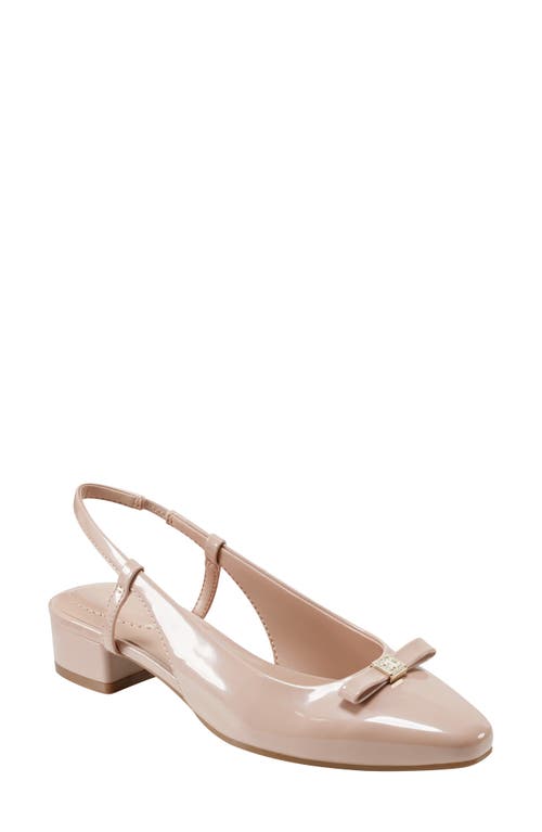Bandolino Women's Andies Bow Block Heel Slingback Pumps In Light Natural Patent