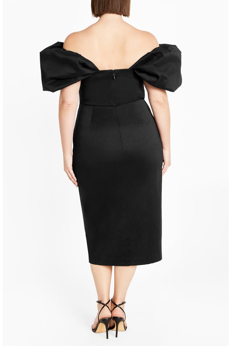Elyse Puff Sleeve Sheath Dress, Alternate, color, BLACK