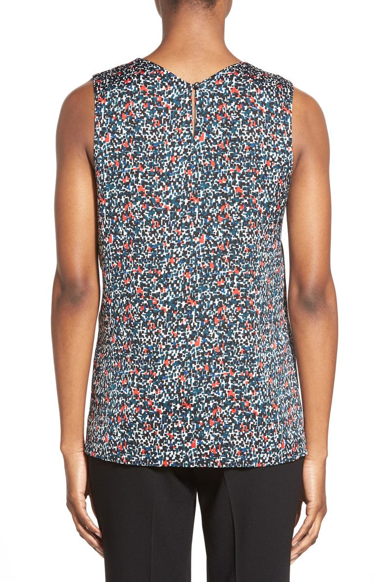 Classiques Entier<sup>®</sup> Pleat V-Neck Print Stretch Silk Shell, Alternate, color,