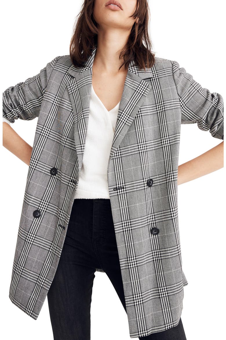 Caldwell Plaid Double Breasted Blazer, Main, color, CLASSIC BLACK