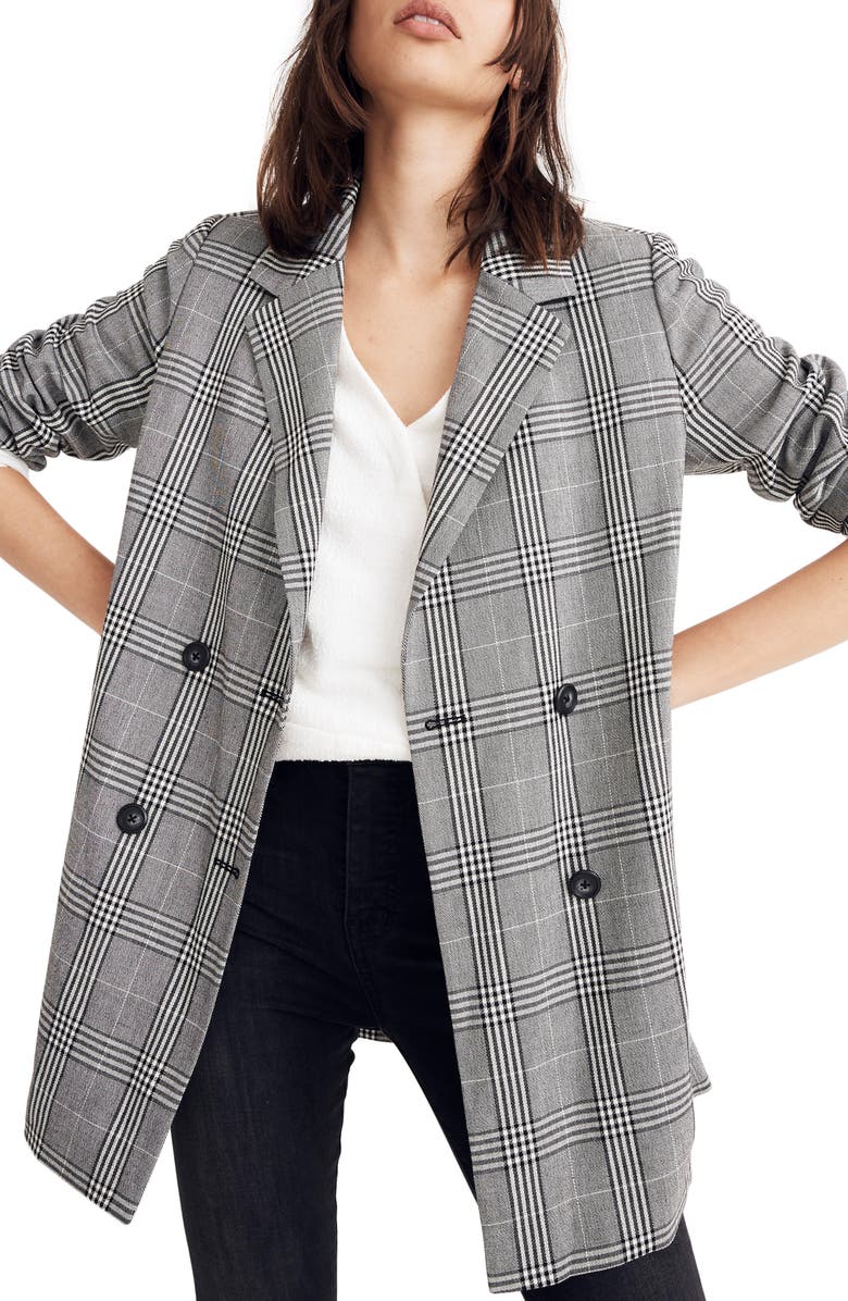 Madewell Caldwell Plaid Double Breasted Blazer, Main, color, 