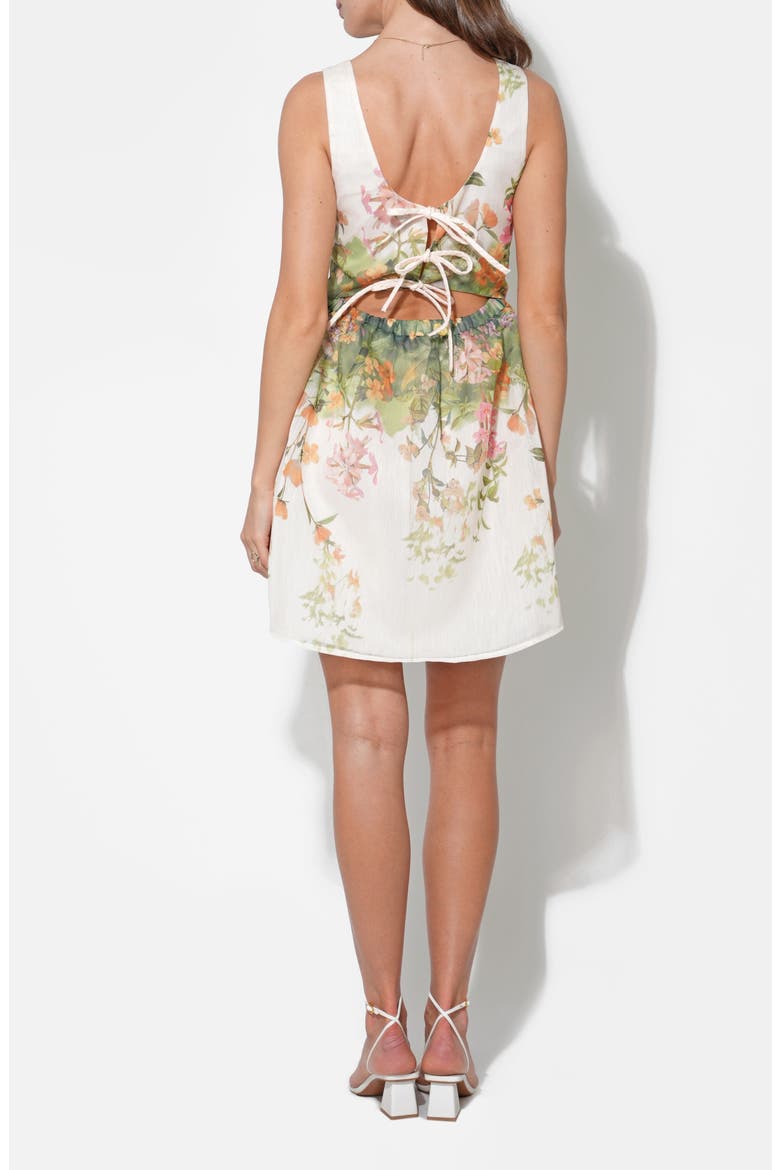 Isla Cutout Tie Back Mini Sundress, Alternate, color, CREAM/ GREEN