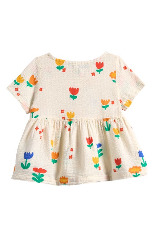 Bobo Choses Garden Party Cotton Seersucker Dress In Off White