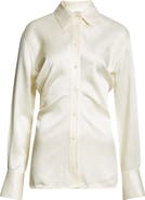 TOTEME Slouch Waist Satin Button-Up Shirt