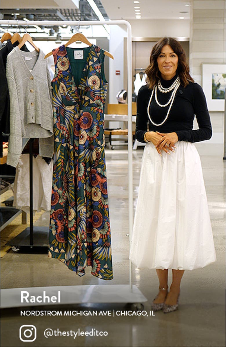 Feather Floral Satin Maxi Dress, sales video thumbnail