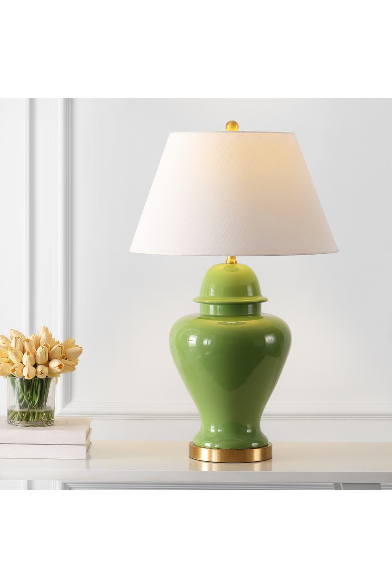 Sagwa 33" Ceramic/Iron Modern Classic LED Table Lamp, Alternate, color, Green