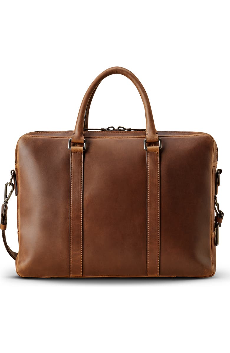 Shinola Navigator Leather Computer Briefcase, Alternate, color, Medium Brown