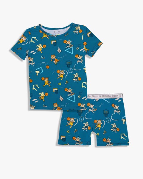 Basketball Pups Kids 2-Piece Short Sleeve & Shorts Pajama Set