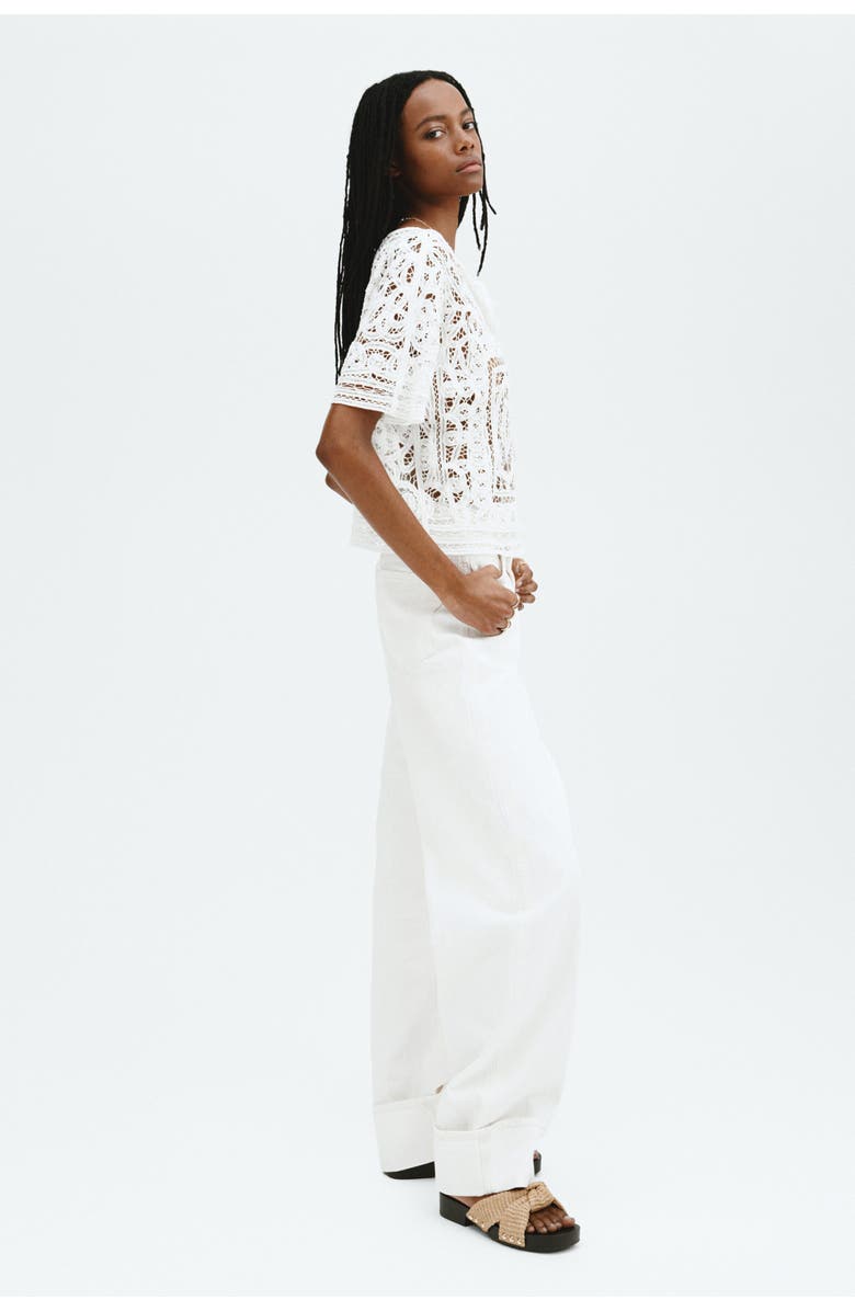 H&M Oversized Crochet-look Blouse, Alternate, color, White