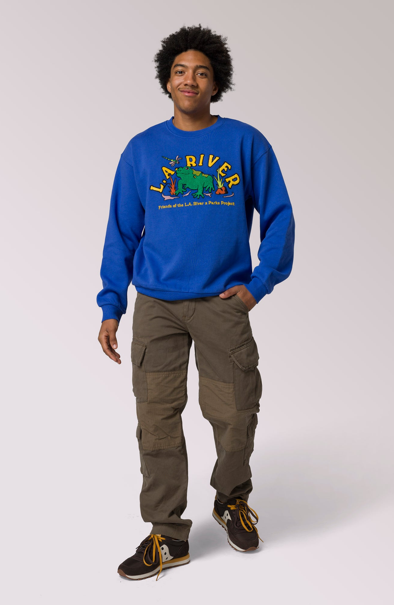 Parks Project LA River Toadally Crewneck, Main, color, Pacific Blue