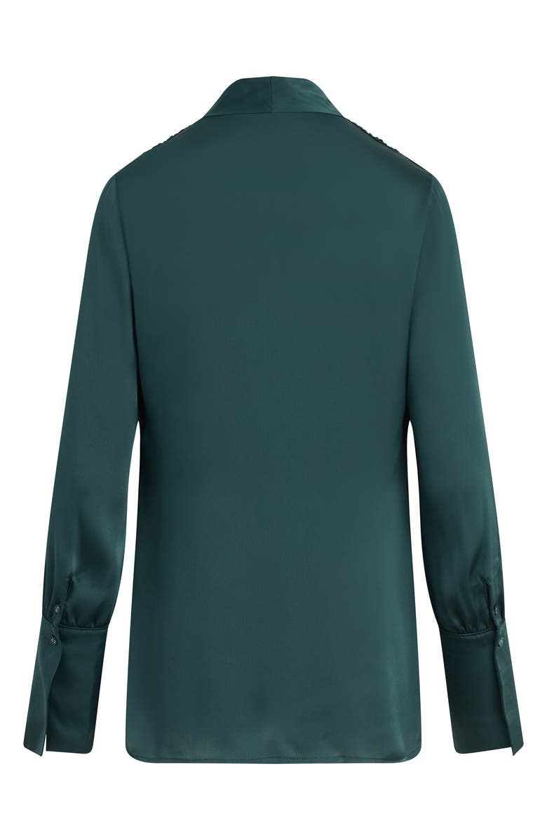 Favorite Daughter The Izzy Fluted Sleeve Satin Shirt, Alternate, color, Juniper