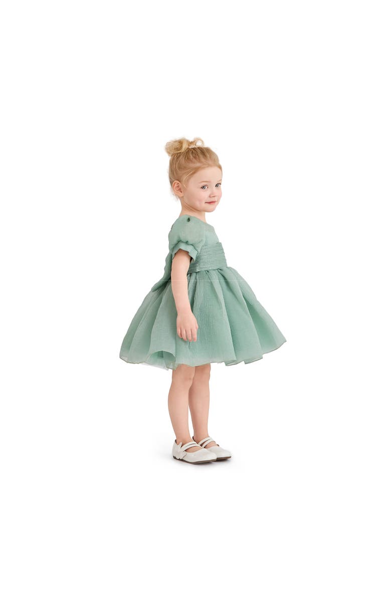 Tulleen Puff-Sleeve Party Dress, Alternate, color, Green