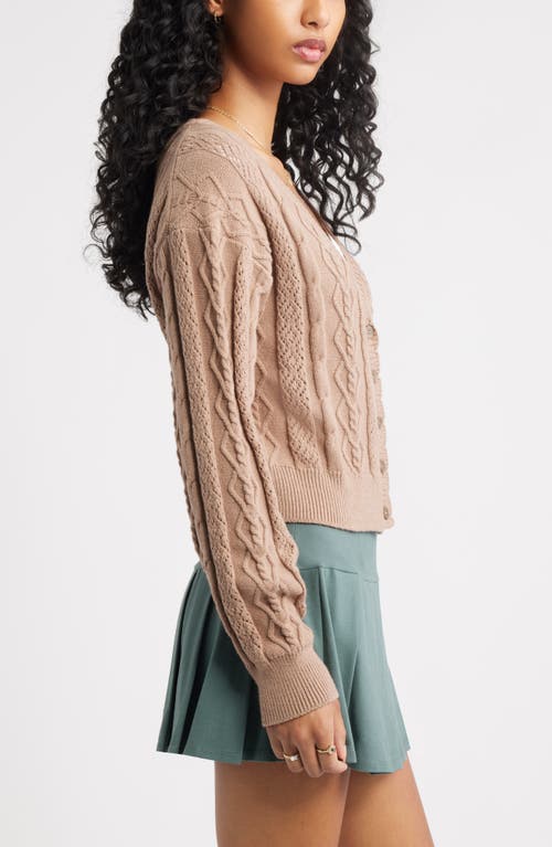 Bp. Mixed Stitch Cardigan In Brown