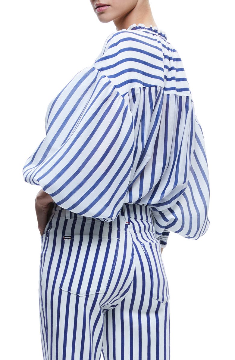 Alice + Olivia Julius Stripe Cotton & Silk Top, Alternate, color,