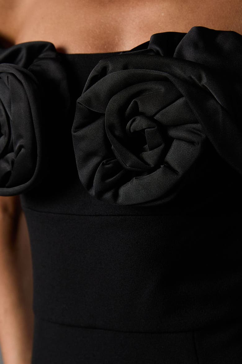 Bardot Rose Detail Maxi Dress, Alternate, color, Black