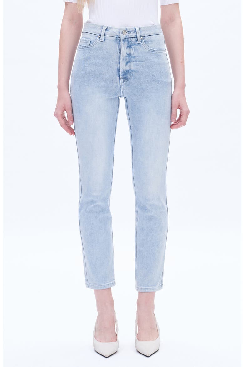 High Waist Slim Straight Leg Jeans, Main, color, LIGHT BLUE