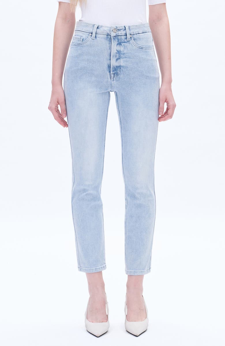 Bayeas High Waist Slim Straight Leg Jeans, Main, color, Light Blue