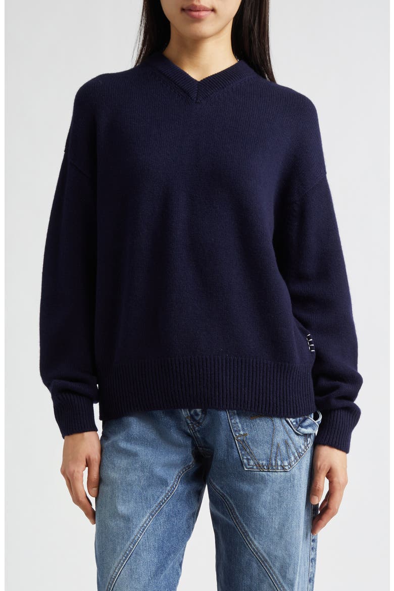 V-Neck Cashmere Sweater, Main, color, 888 NAVY