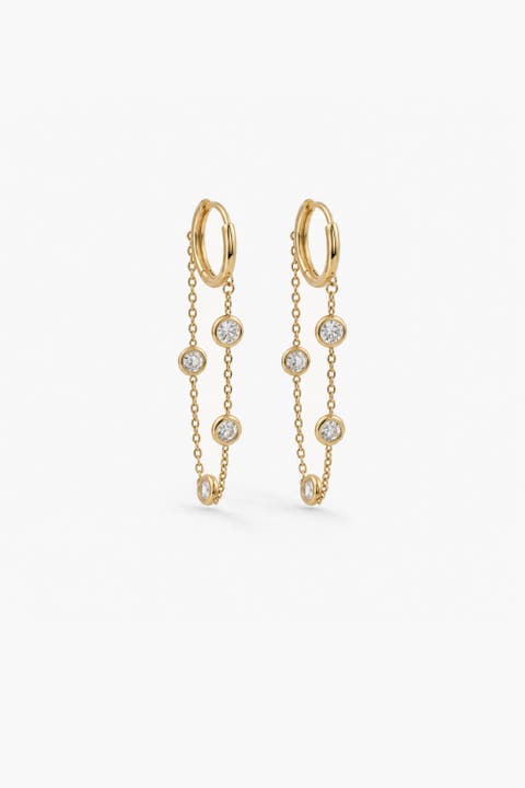 Crystal Chain Hoop Earrings