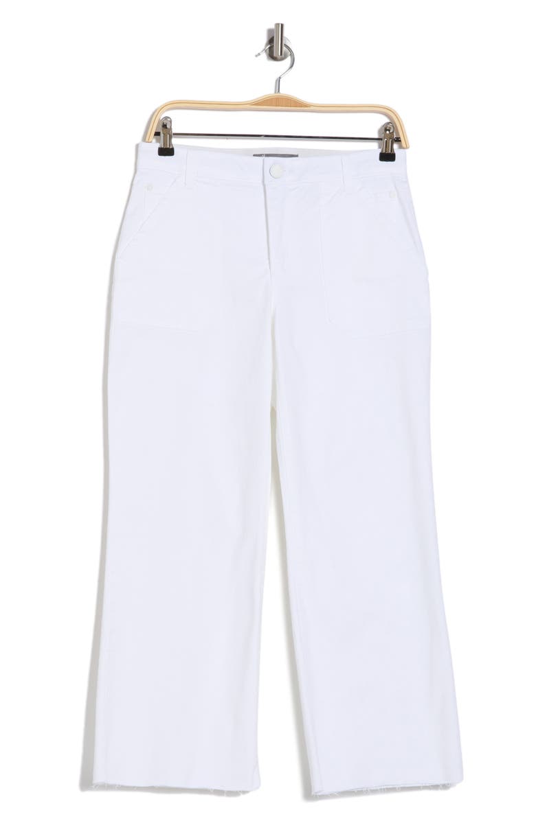 Democracy Raw Hem Crop Flare Utility Jeans, Alternate, color, White