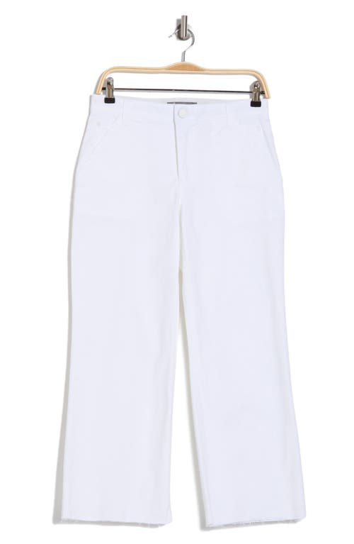 Democracy Raw Hem Crop Flare Utility Jeans In White