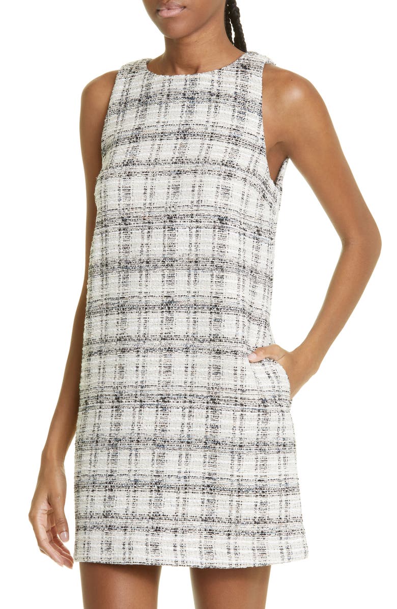 Lisa Marie Fernandez Sleeveless Cotton Blend Tweed Shift Dress, Alternate, color, 
