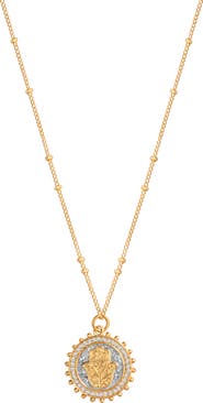 Karma and Luck Women's Gold Plated Hamsa Medallion Necklace - Precious Protection
