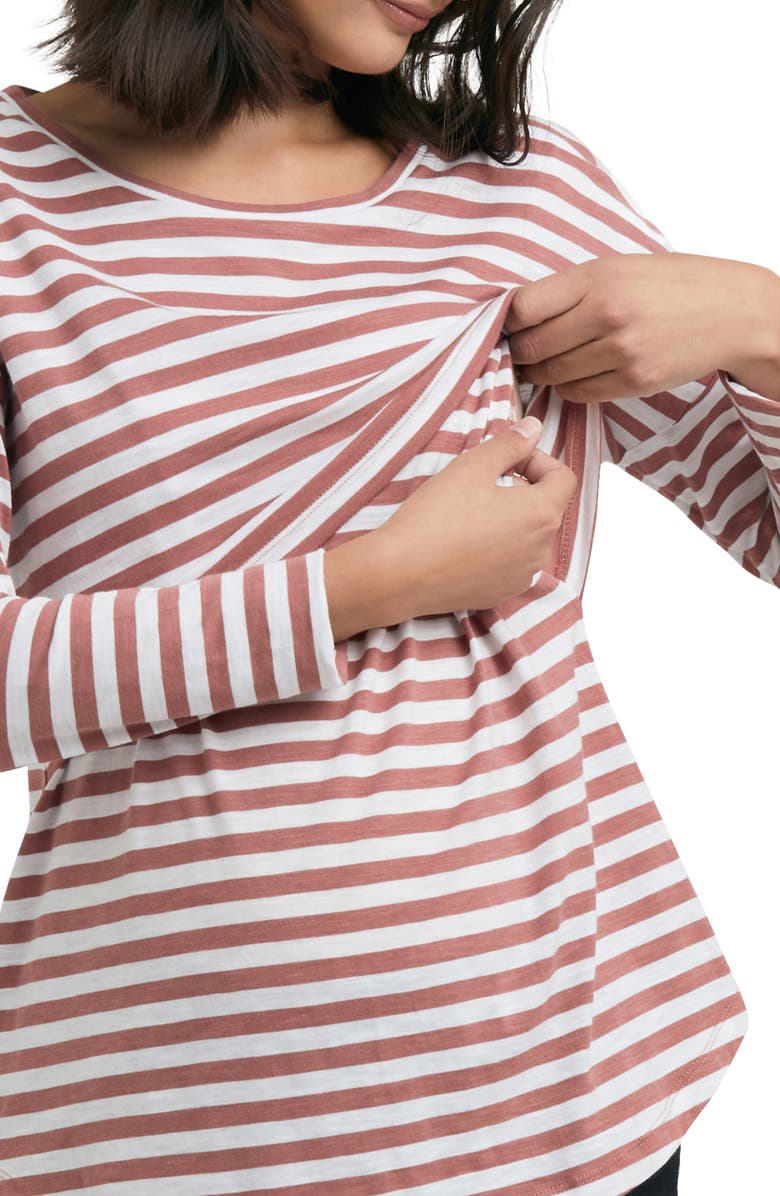 Ripe Maternity Lionel Stripe Long Sleeve Maternity/Nursing T-Shirt, Alternate, color, 