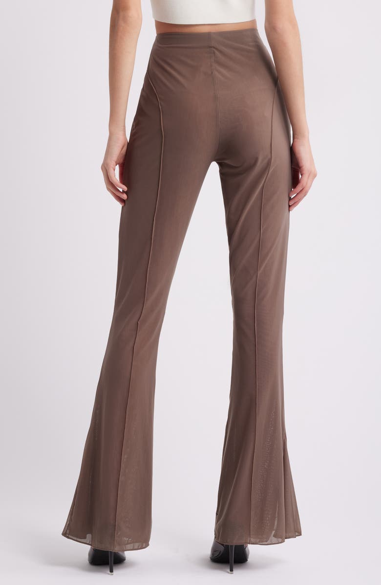Mistress Rocks Flared Mesh Pants, Alternate, color, Dusty Brown