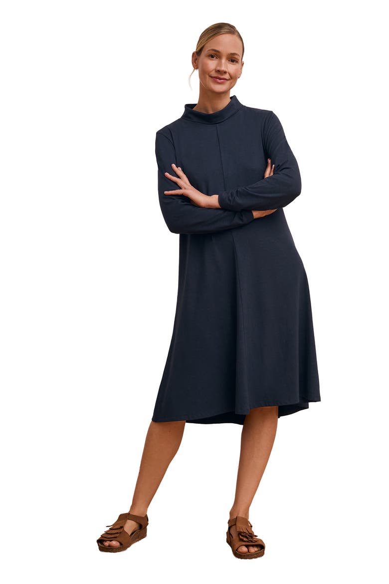 Roll Neck Jersey Dress, Main, color, Navy