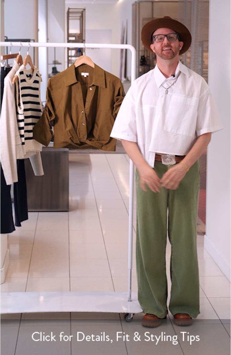 Leo Twist Hem Cotton Button-Up Shirt, sales video thumbnail