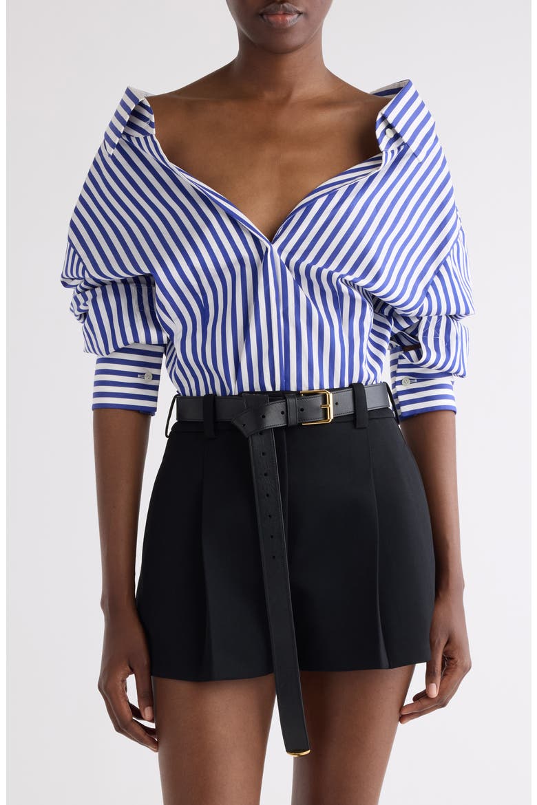 Stripe Cotton Open Shirt, Main, color, ELECTRIC BLUE/ WHITE