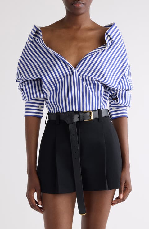 Stripe Cotton Open Shirt