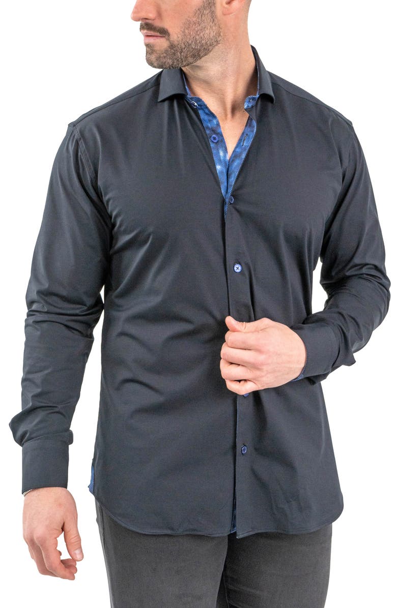 Maceoo Einstein Solid Stretch Cotton Button-Up Shirt, Alternate, color,