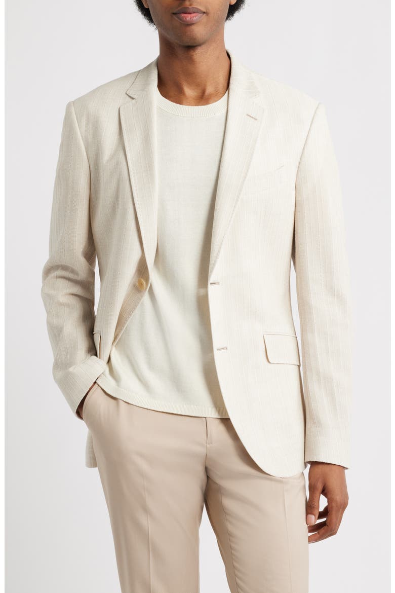 Roma Jersey Tonal Stripe Cotton Sport Coat, Main, color, ECRU