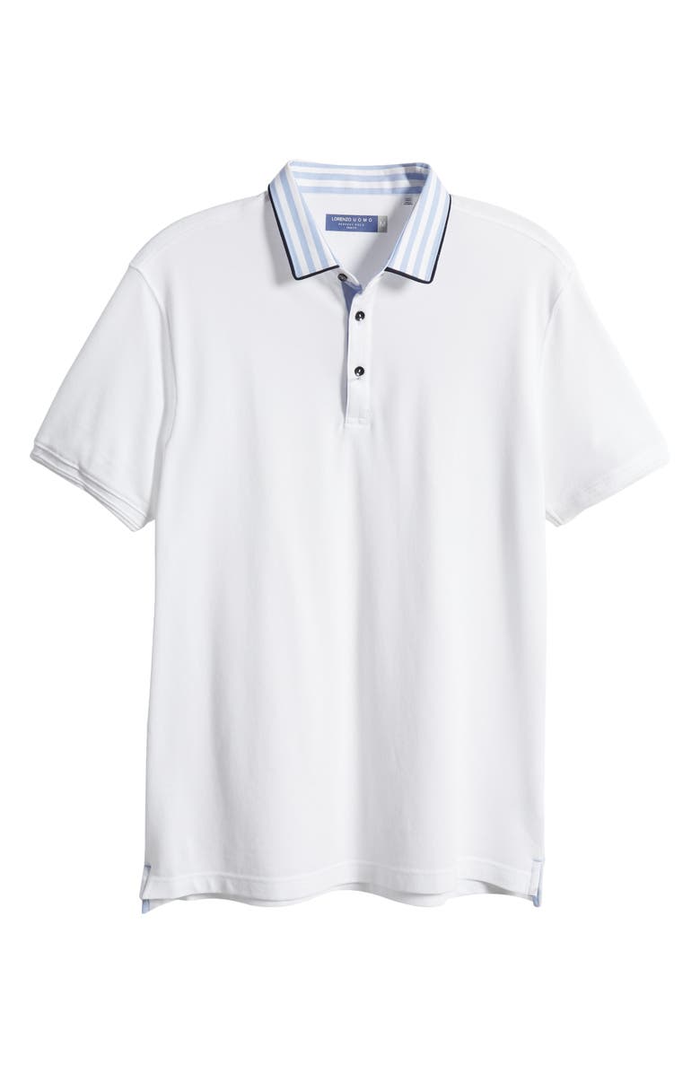 Lorenzo Uomo Trim Fit Stripe Collar Short Sleeve Polo, Alternate, color,