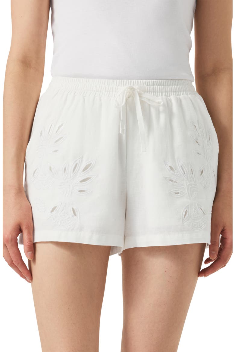 Cayden Embroidered Drawstring Waist Shorts, Alternate, color, WHITE