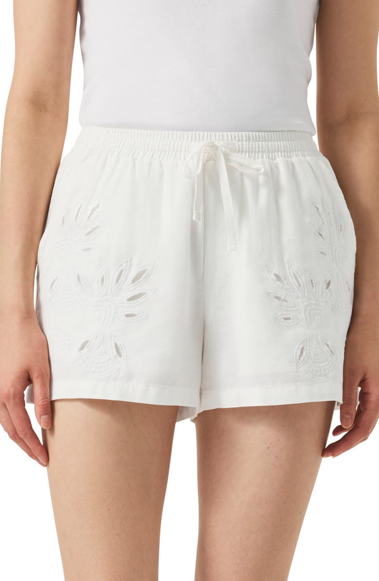 Splendid Cayden Embroidered Drawstring Waist Shorts, Alternate, color, White