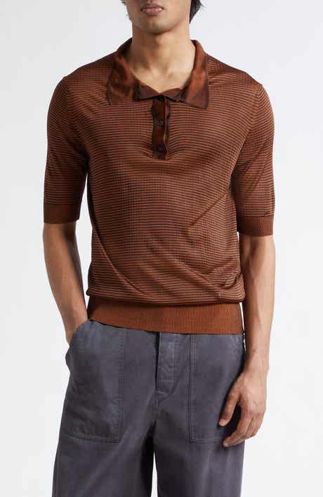 Stripe Plaited Rib Polo Sweater