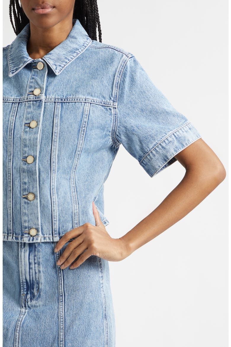 Malcom Short Sleeve Denim Jacket, Alternate, color, SILVER DUST